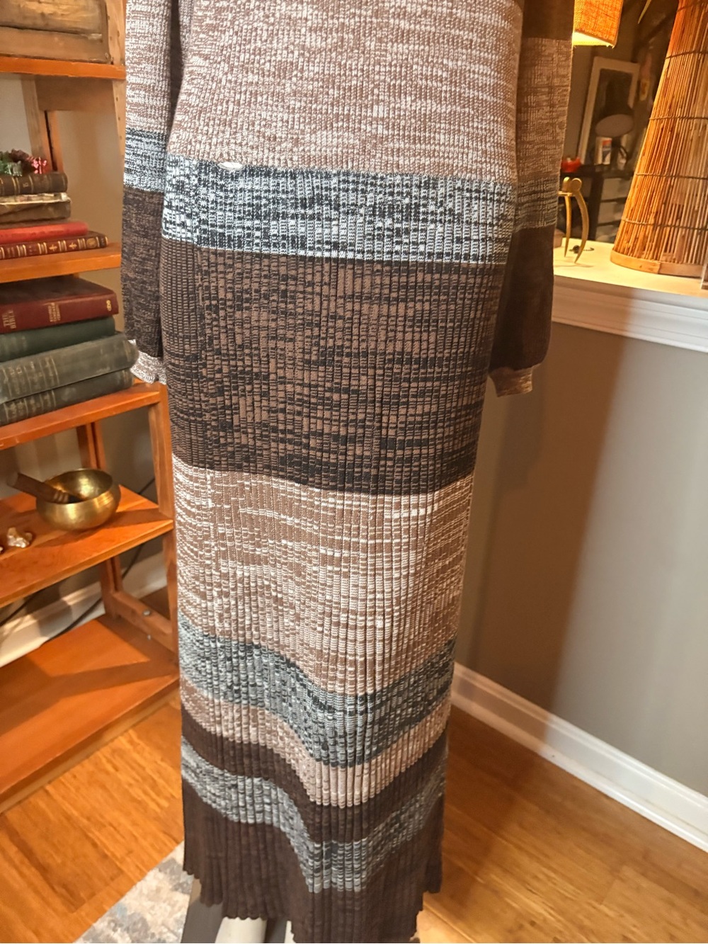 Treasure & Bond Brown and Cream Striped Knit Sweater Dress - Picture 3 of 7